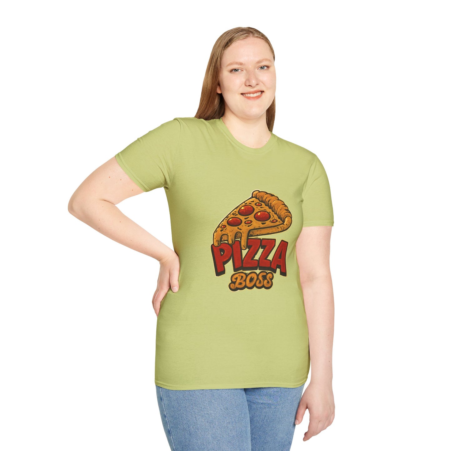 Pizza Boss Unisex Softstyle T-Shirt - Fun Foodie Gift, Casual Wear, Kitchen Enthusiast, Birthday Present, Pizza Lover Apparel