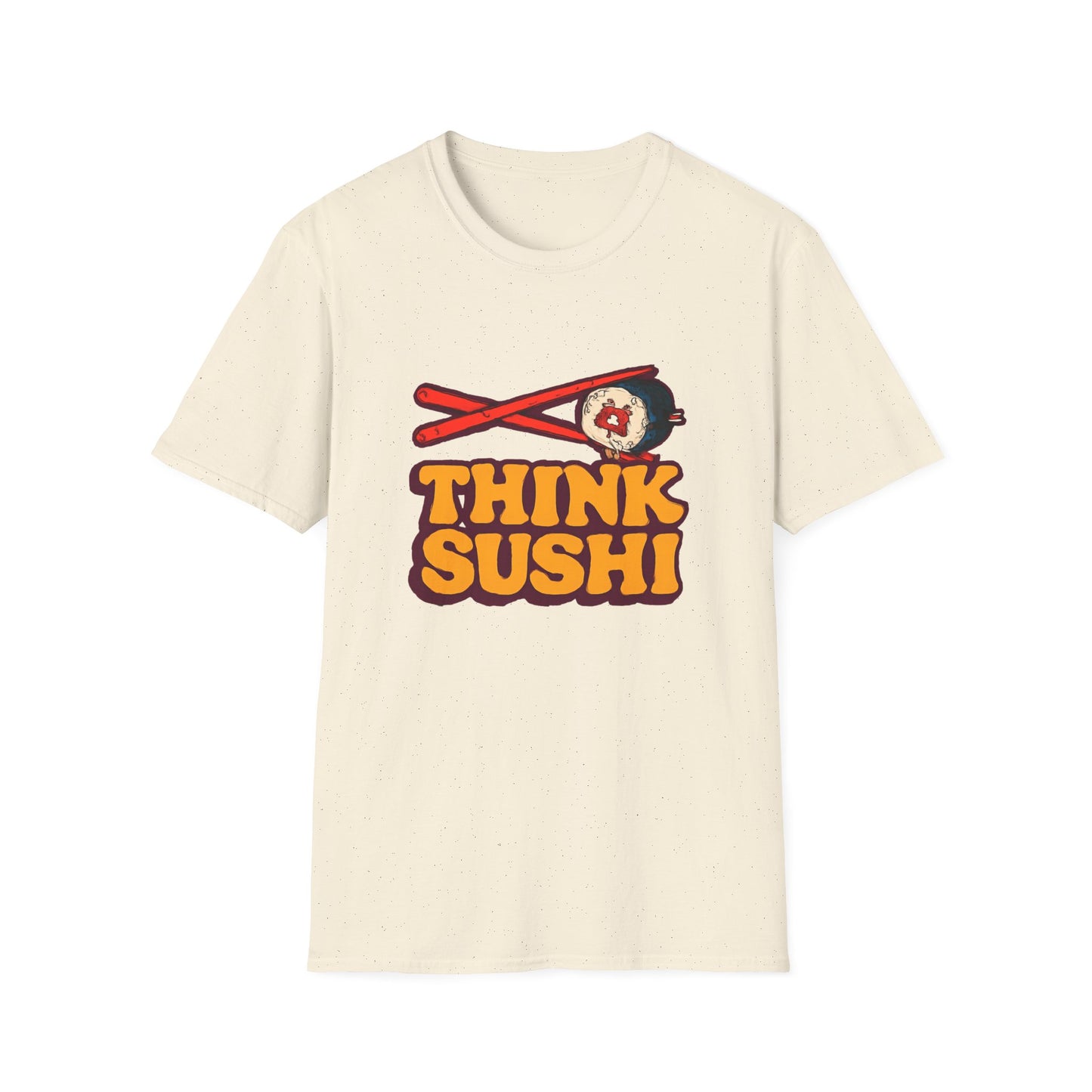 Sushi Lover T-Shirt - Think Sushi graphic tee for foodies, casual wear, gift for sushi lovers, summer style, food-themed shirt