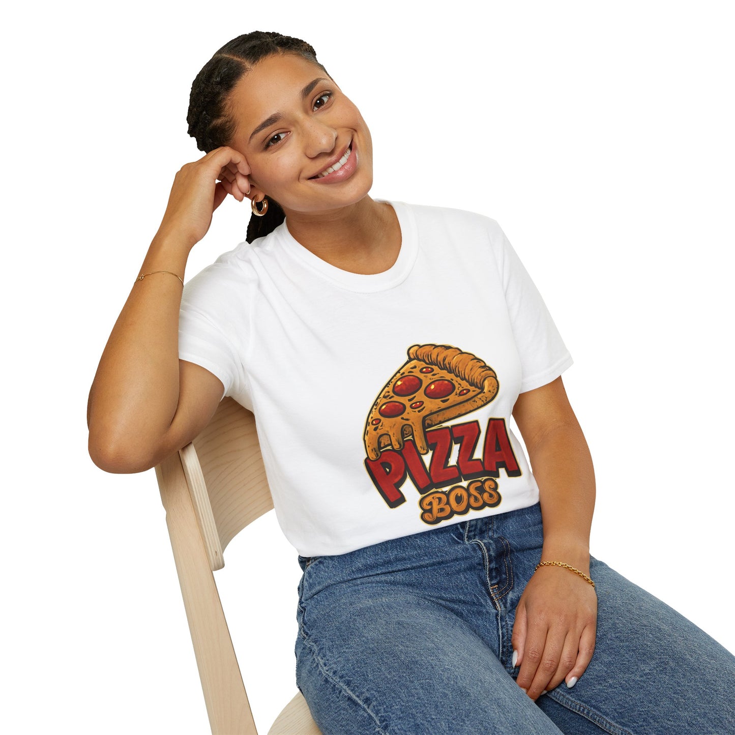 Pizza Boss Unisex Softstyle T-Shirt - Fun Foodie Gift, Casual Wear, Kitchen Enthusiast, Birthday Present, Pizza Lover Apparel