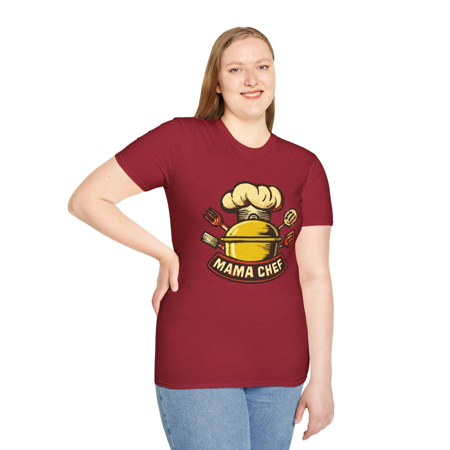 Mama Chef Unisex Softstyle T-Shirt, Cooking Gift, Foodie Apparel, Chef Shirt, Kitchen Lover Tee, Culinary Humor