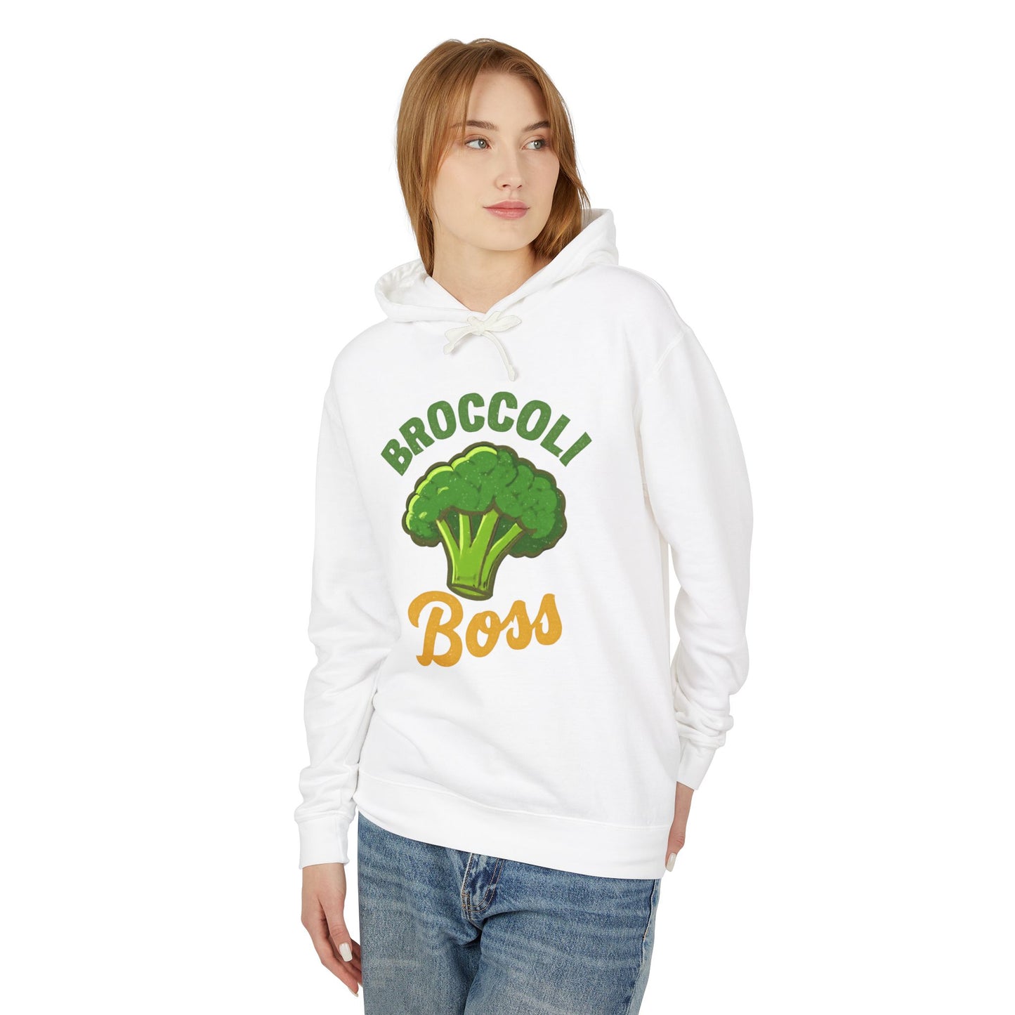 Broccoli Boss Unisex Lightweight Hoodie, Funny Sweatshirt, Vegan Gift, Plant-Based Apparel, Eco-Friendly Fashion, Perfect for Any Occasion