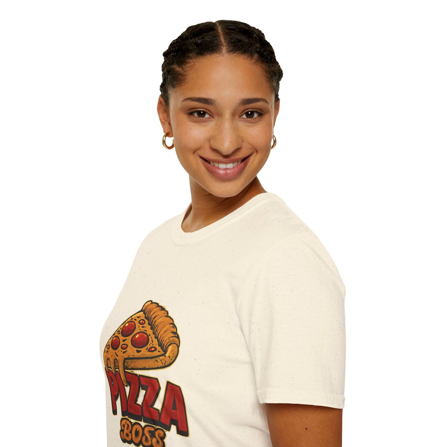 Pizza Boss Unisex Softstyle T-Shirt - Fun Foodie Gift, Casual Wear, Kitchen Enthusiast, Birthday Present, Pizza Lover Apparel