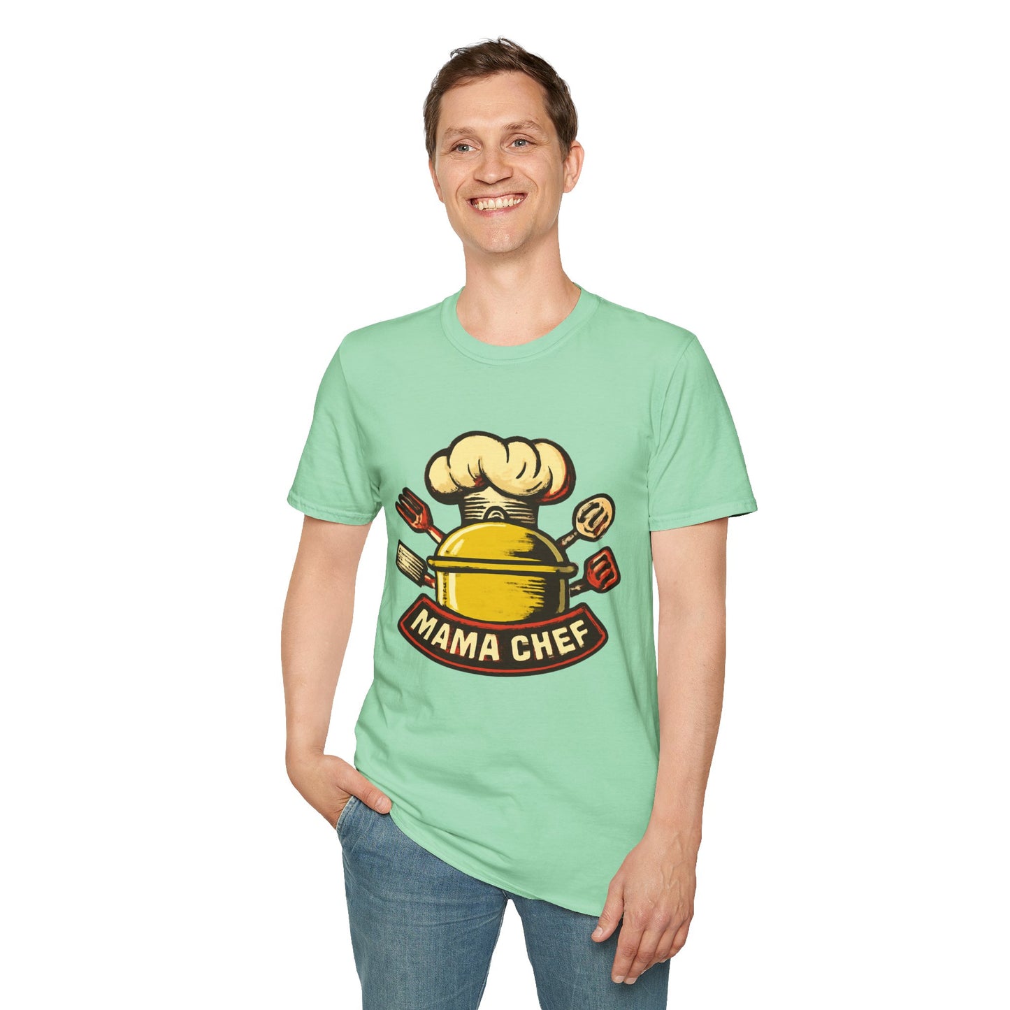 Mama Chef Unisex Softstyle T-Shirt, Cooking Gift, Foodie Apparel, Chef Shirt, Kitchen Lover Tee, Culinary Humor