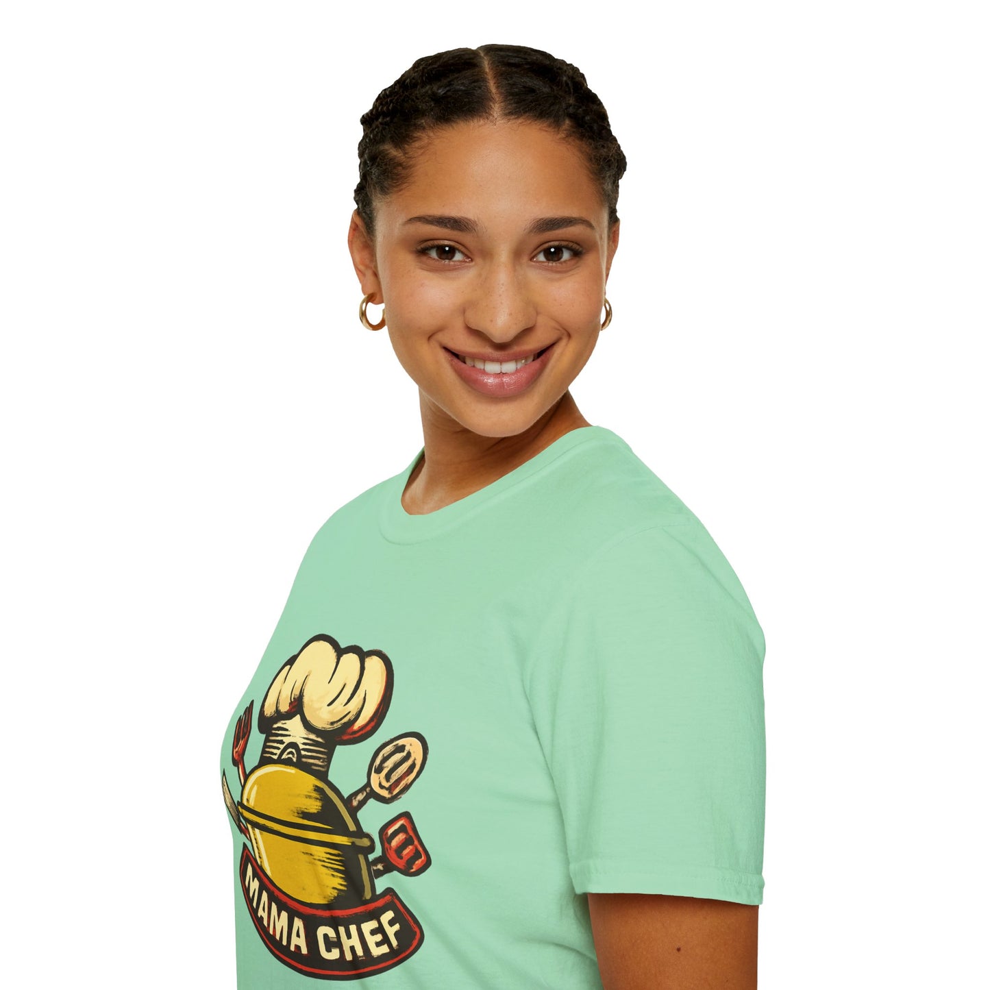Mama Chef Unisex Softstyle T-Shirt, Cooking Gift, Foodie Apparel, Chef Shirt, Kitchen Lover Tee, Culinary Humor
