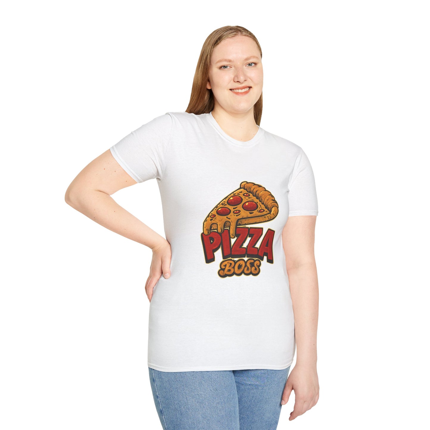 Pizza Boss Unisex Softstyle T-Shirt - Fun Foodie Gift, Casual Wear, Kitchen Enthusiast, Birthday Present, Pizza Lover Apparel