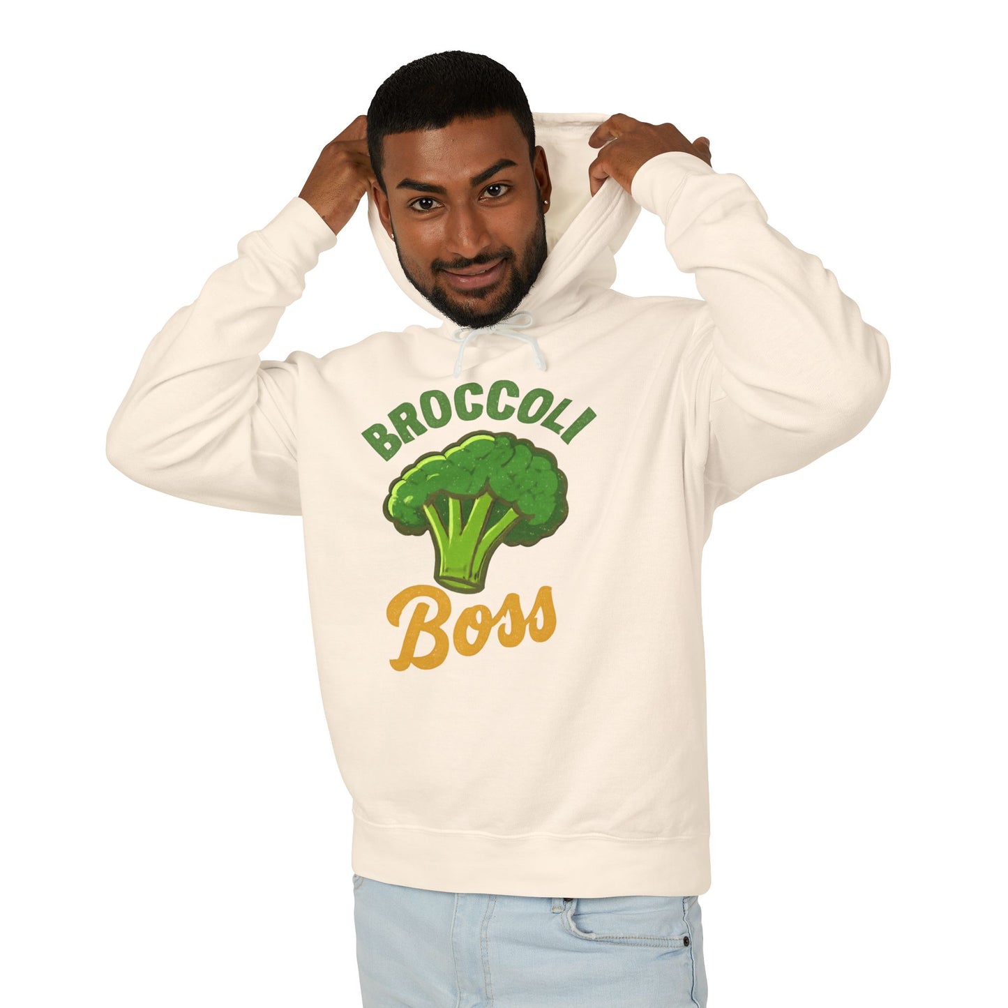 Broccoli Boss Unisex Lightweight Hoodie, Funny Sweatshirt, Vegan Gift, Plant-Based Apparel, Eco-Friendly Fashion, Perfect for Any Occasion