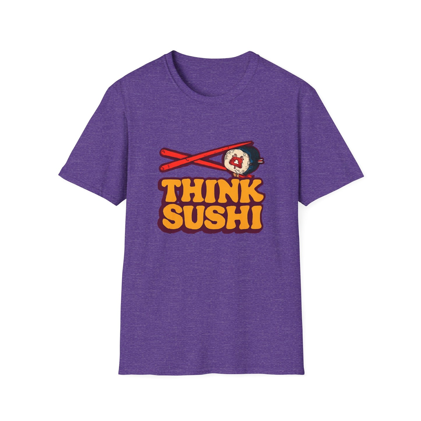 Sushi Lover T-Shirt - Think Sushi graphic tee for foodies, casual wear, gift for sushi lovers, summer style, food-themed shirt