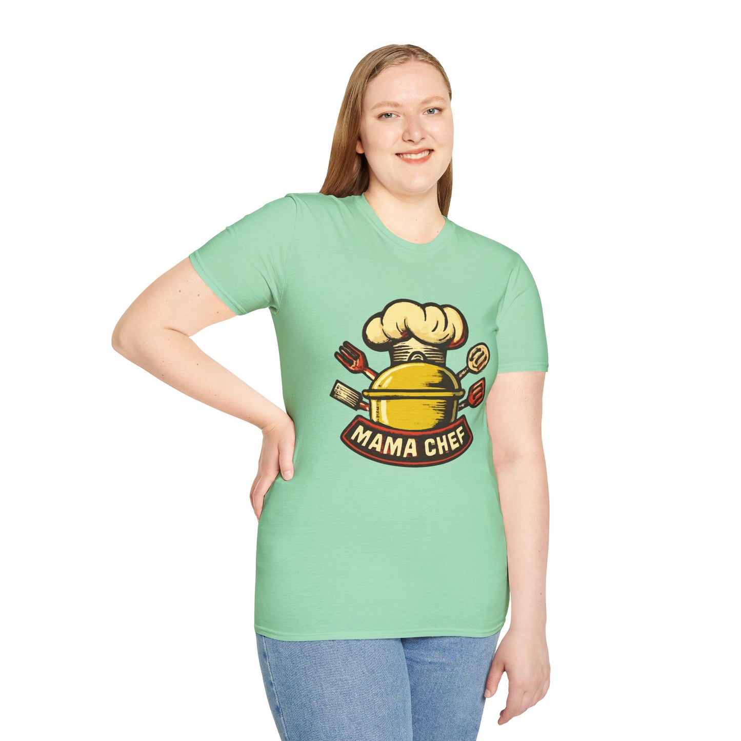 Mama Chef Unisex Softstyle T-Shirt, Cooking Gift, Foodie Apparel, Chef Shirt, Kitchen Lover Tee, Culinary Humor