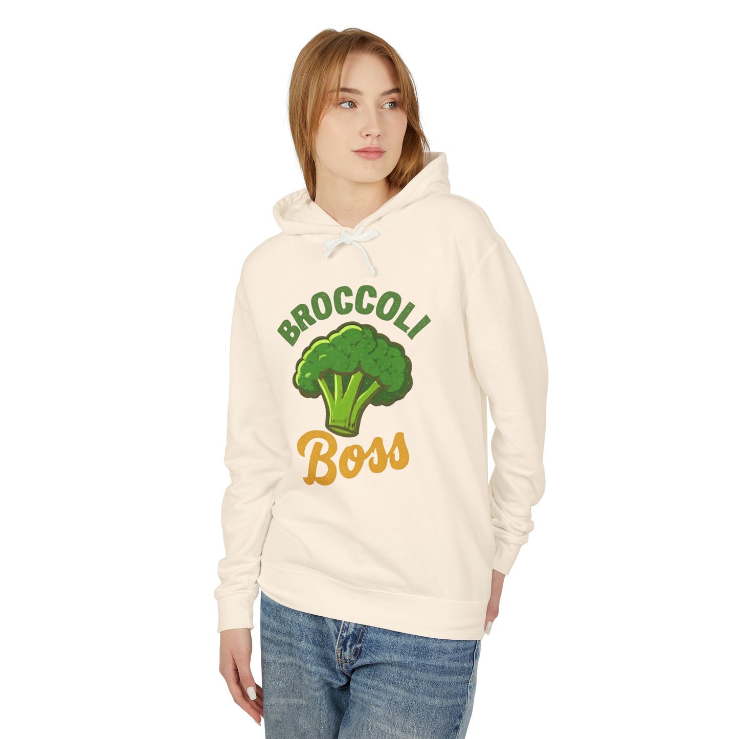 Broccoli Boss Unisex Lightweight Hoodie, Funny Sweatshirt, Vegan Gift, Plant-Based Apparel, Eco-Friendly Fashion, Perfect for Any Occasion