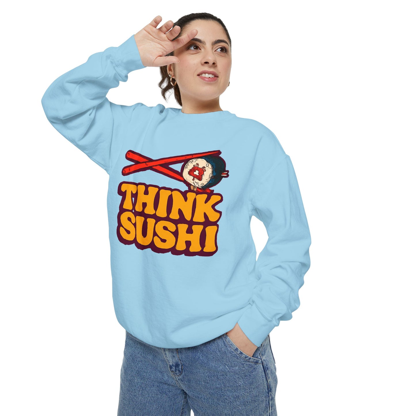 Sushi-Inspired Unisex Sweatshirt - Cozy & Fun, Perfect for Foodies, Casual Wear, Gifts for Sushi Lovers, Food-Themed Apparel