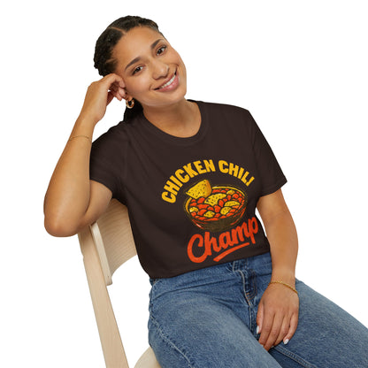 Chicken Chili Champ T-Shirt, Funny Cooking Shirt, Unisex Graphic Tee, Gift for Food Lovers, Casual Wear, Kitchen Humor