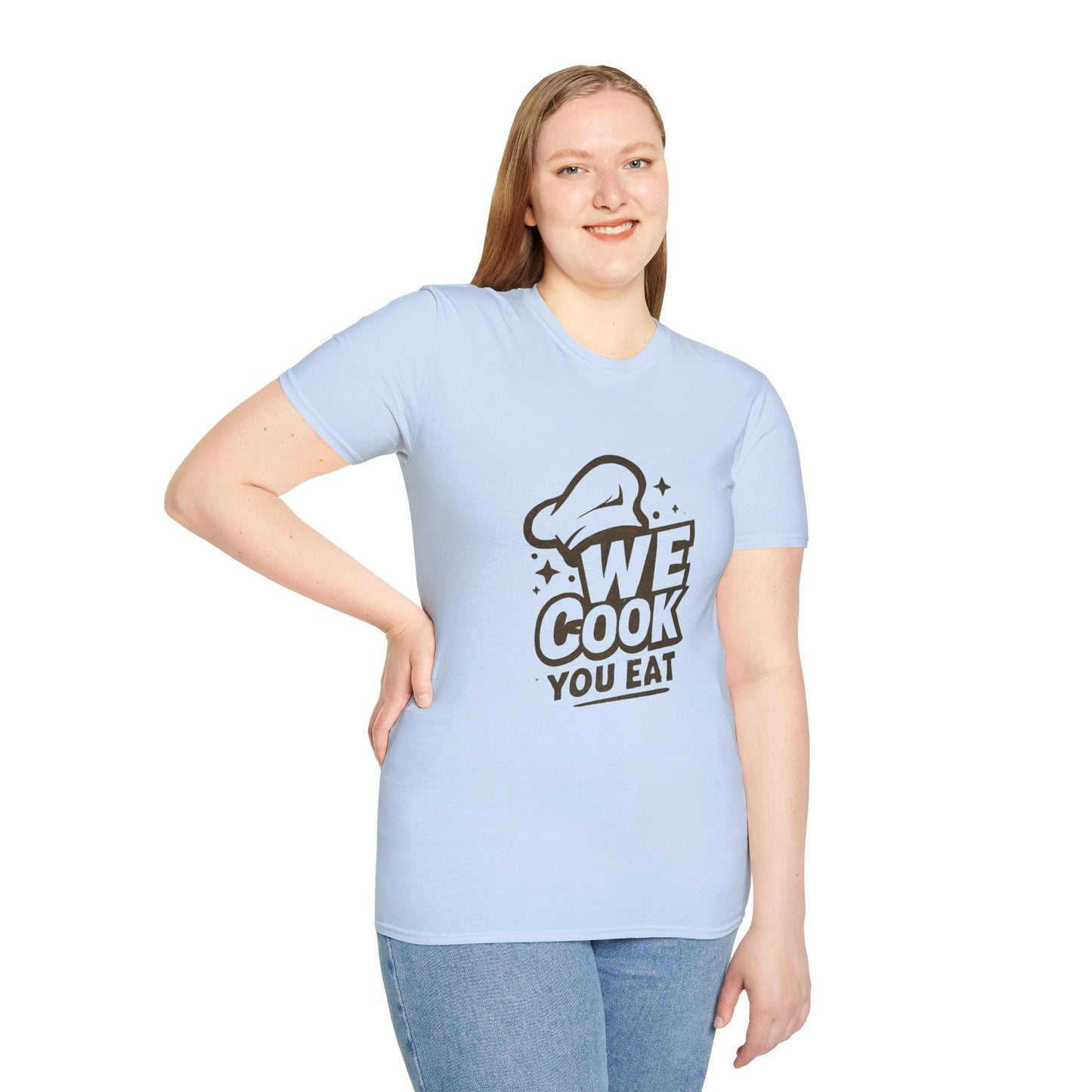 Chef's Humor T-Shirt, Funny Cooking Top, We Cook You Eat Tee, Gift for Foodies, Unisex Kitchen Shirt