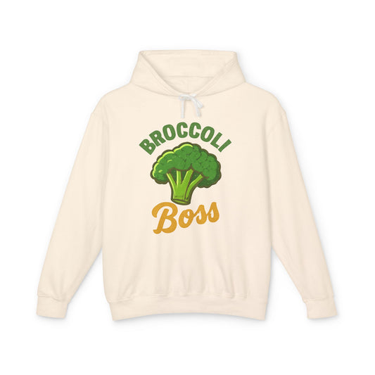 Broccoli Boss Unisex Lightweight Hoodie, Funny Sweatshirt, Vegan Gift, Plant-Based Apparel, Eco-Friendly Fashion, Perfect for Any Occasion