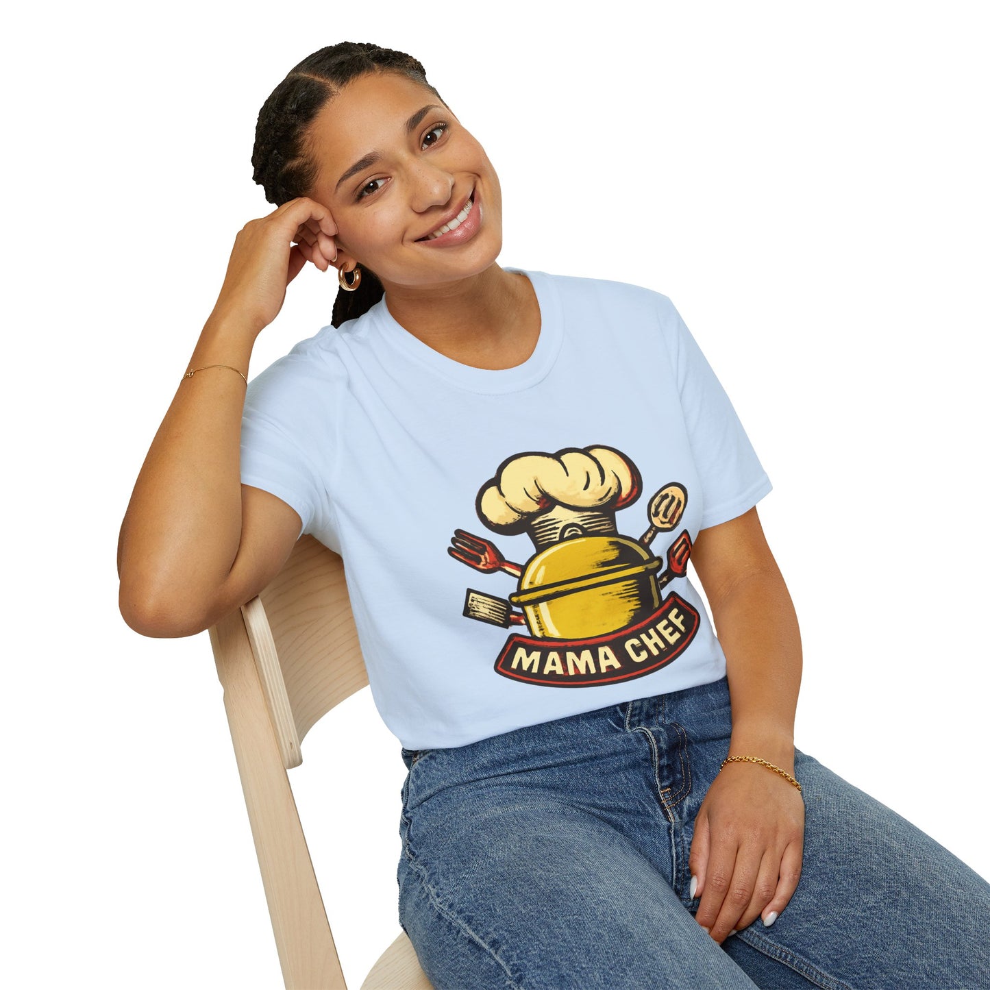 Mama Chef Unisex Softstyle T-Shirt, Cooking Gift, Foodie Apparel, Chef Shirt, Kitchen Lover Tee, Culinary Humor