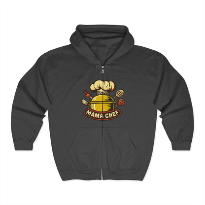 Mama Chef Unisex Heavy Blend Full Zip Hoodie - Gift for Cooking Lovers, Culinary Enthusiasts, Foodie Apparel, Kitchen Humor Sweatshirt