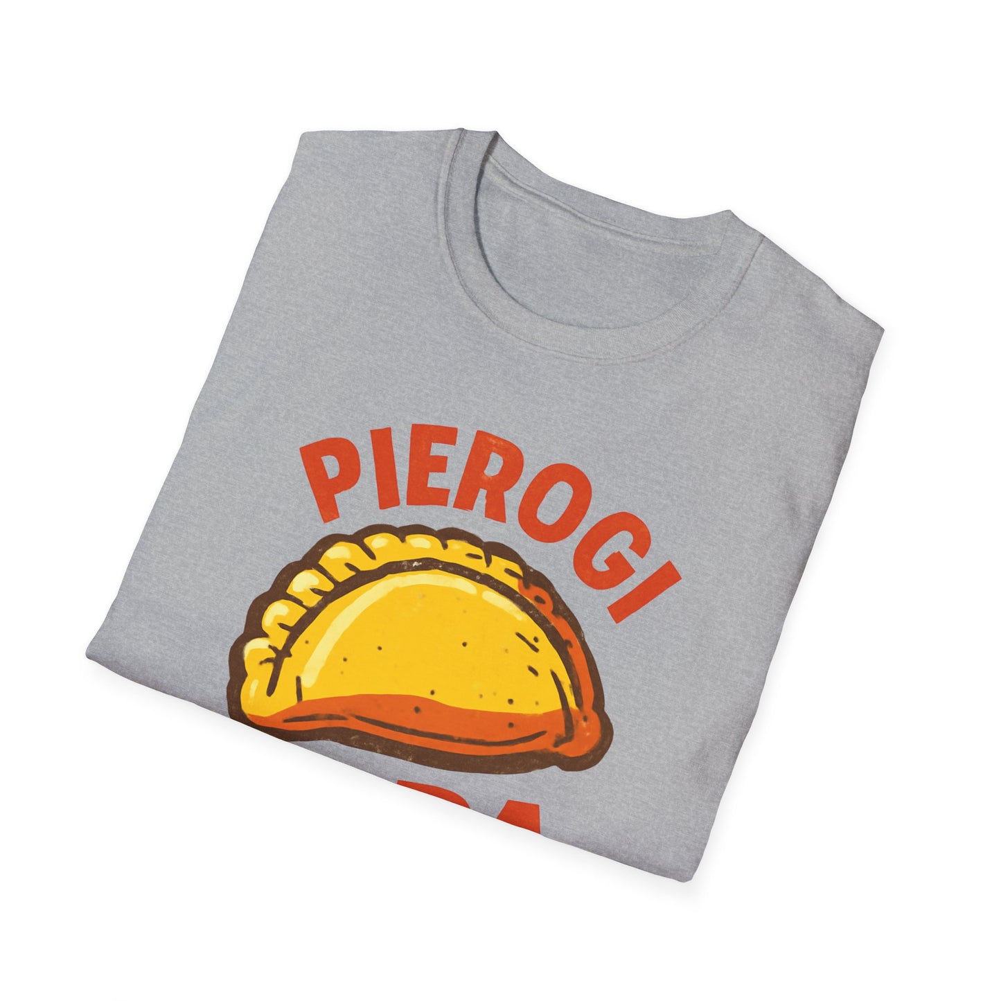 Pierogi Papa Unisex Softstyle T-Shirt, Funny Foodie Gift, Dad's Day Shirt, Family Gathering Apparel, Potluck Party Tee