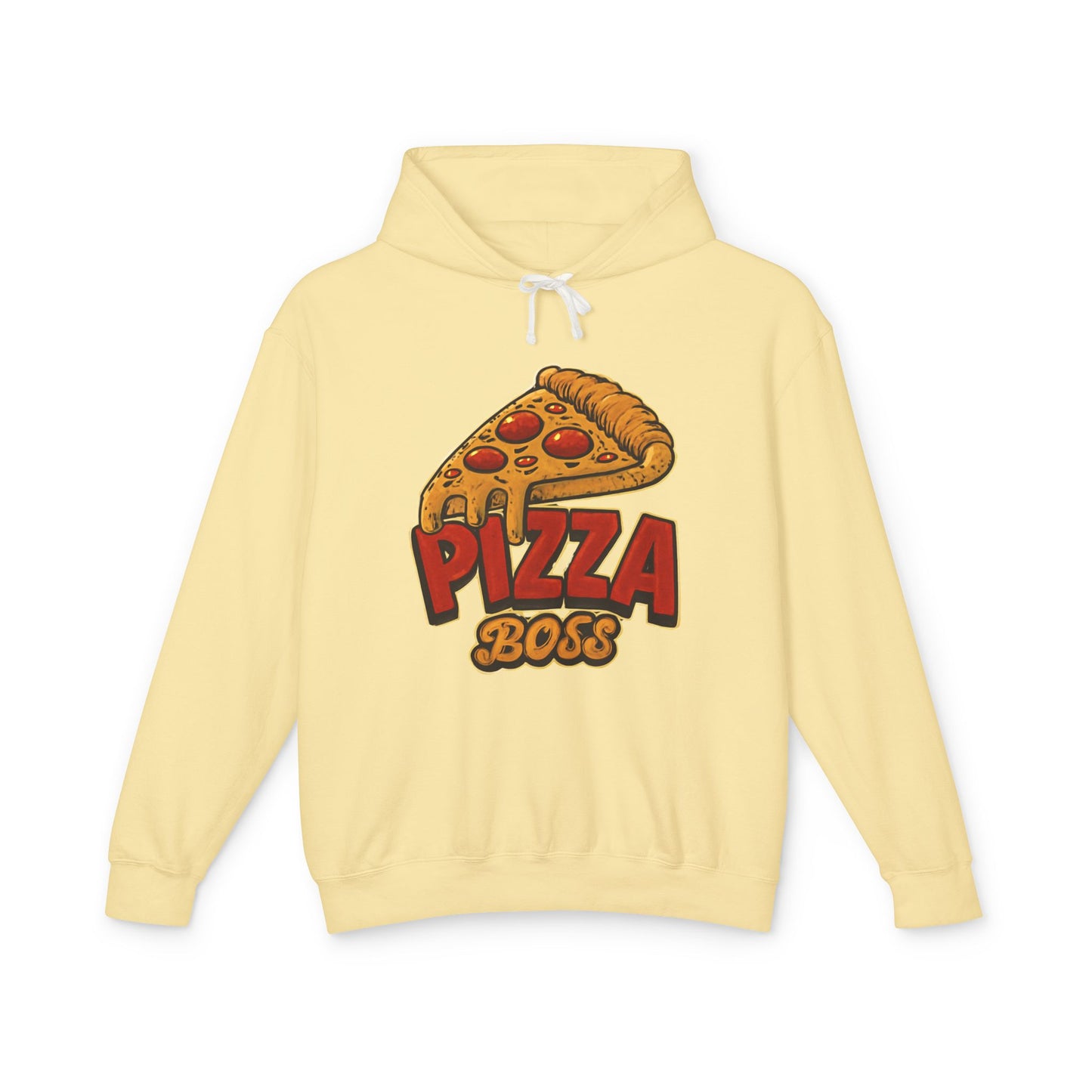 Pizza Boss Unisex Lightweight Hooded Sweatshirt, Funny Gift, Pizza Lover Apparel, Casual Wear, Foodie Fashion, Unique Hoodie