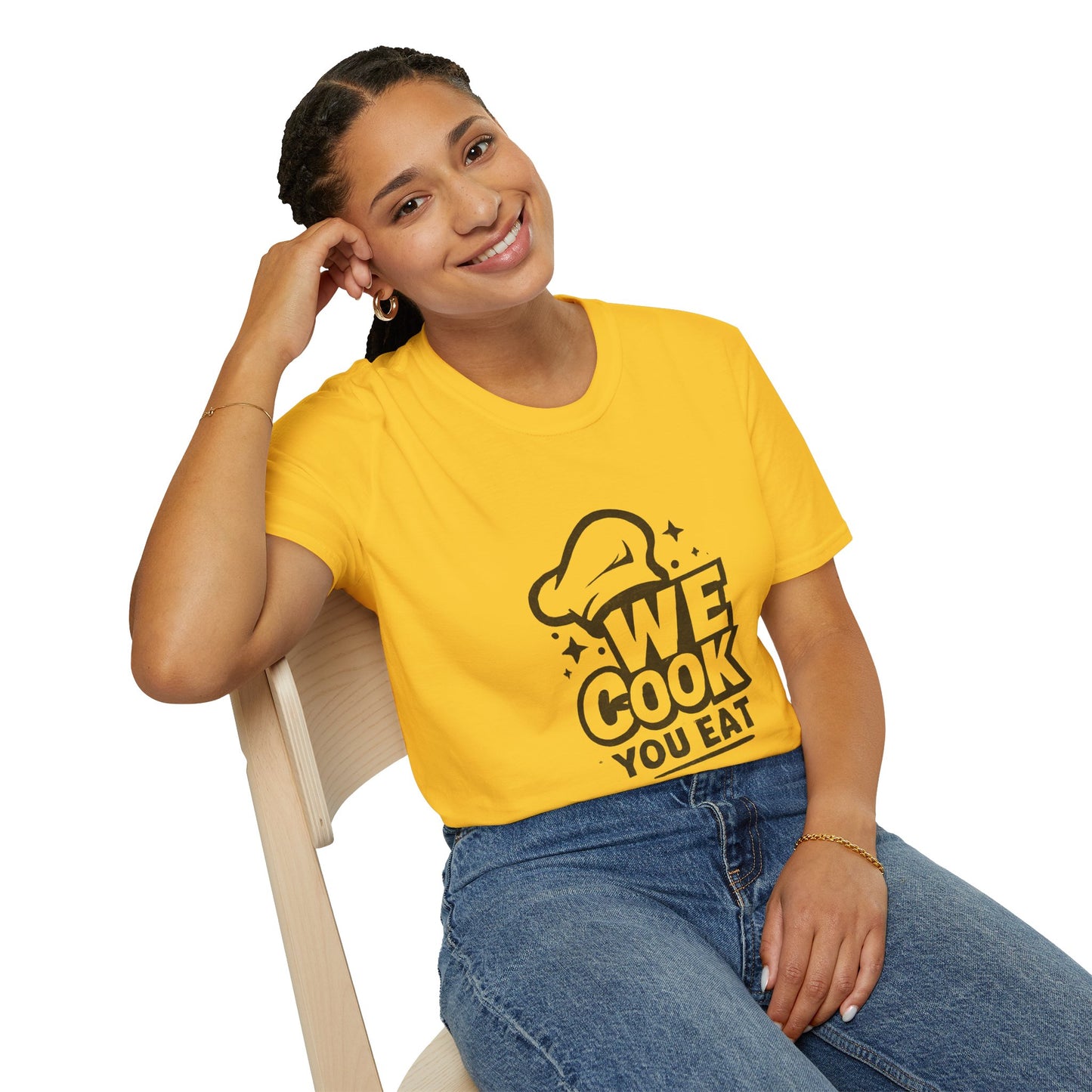 Chef's Humor T-Shirt, Funny Cooking Top, We Cook You Eat Tee, Gift for Foodies, Unisex Kitchen Shirt