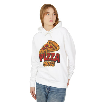 Pizza Boss Unisex Lightweight Hooded Sweatshirt, Funny Gift, Pizza Lover Apparel, Casual Wear, Foodie Fashion, Unique Hoodie