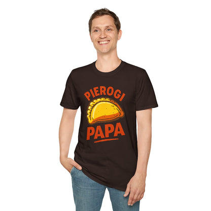 Pierogi Papa Unisex Softstyle T-Shirt, Funny Foodie Gift, Dad's Day Shirt, Family Gathering Apparel, Potluck Party Tee