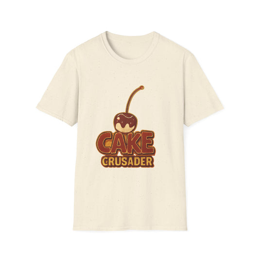 Cake Crusader Unisex Softstyle T-Shirt, Funny Dessert Tee, Gift for Bakers, Birthday Celebration, Foodie Humor Shirt