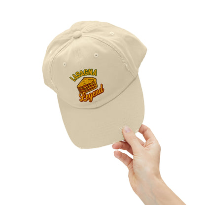 Lasagna Legend Unisex Distressed Cap, Funny Foodie Hat, Cooking Gift, Casual Wear, Culinary Humor, Cap for Food Lovers