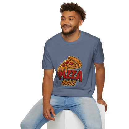 Pizza Boss Unisex Softstyle T-Shirt - Fun Foodie Gift, Casual Wear, Kitchen Enthusiast, Birthday Present, Pizza Lover Apparel