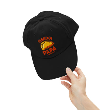 Pierogi Papa Distressed Cap, Funny Foodie Hat, Unisex Dad Hat, Gift for Food Lovers, Perfect for Father's Day, Casual Style