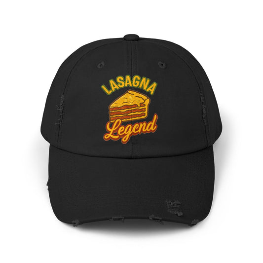 Lasagna Legend Unisex Distressed Cap, Funny Foodie Hat, Cooking Gift, Casual Wear, Culinary Humor, Cap for Food Lovers