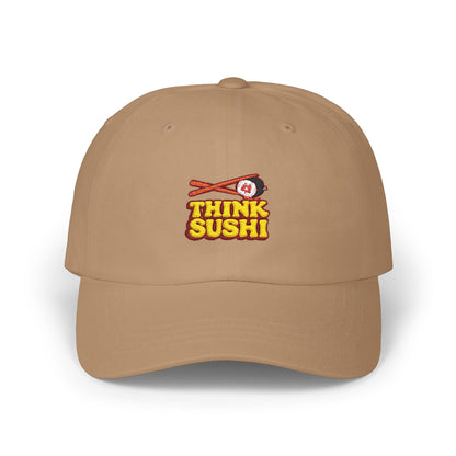 Sushi Lover's Dad Cap | Think Sushi Hat, Casual Wear, Summer Accessory, Gift for Foodies, Trendy Headwear
