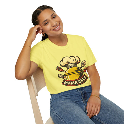 Mama Chef Unisex Softstyle T-Shirt, Cooking Gift, Foodie Apparel, Chef Shirt, Kitchen Lover Tee, Culinary Humor