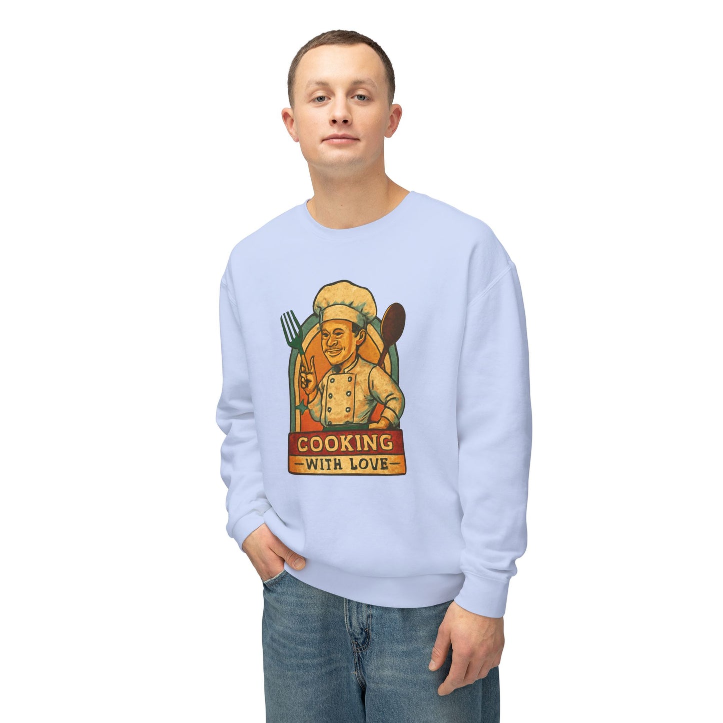 Cooking with Love Crewneck Sweatshirt - Perfect Gift for Chefs, Foodies, Kitchen Decor, Cooking Lovers, Cozy Wear