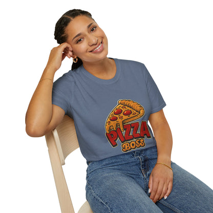 Pizza Boss Unisex Softstyle T-Shirt - Fun Foodie Gift, Casual Wear, Kitchen Enthusiast, Birthday Present, Pizza Lover Apparel