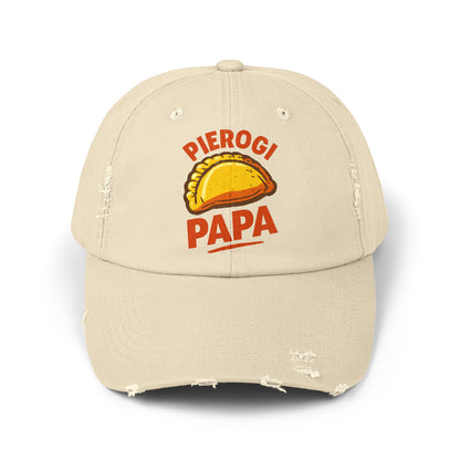 Pierogi Papa Distressed Cap, Funny Foodie Hat, Unisex Dad Hat, Gift for Food Lovers, Perfect for Father's Day, Casual Style