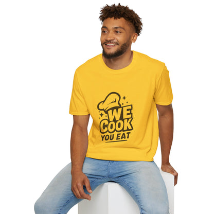 Chef's Humor T-Shirt, Funny Cooking Top, We Cook You Eat Tee, Gift for Foodies, Unisex Kitchen Shirt