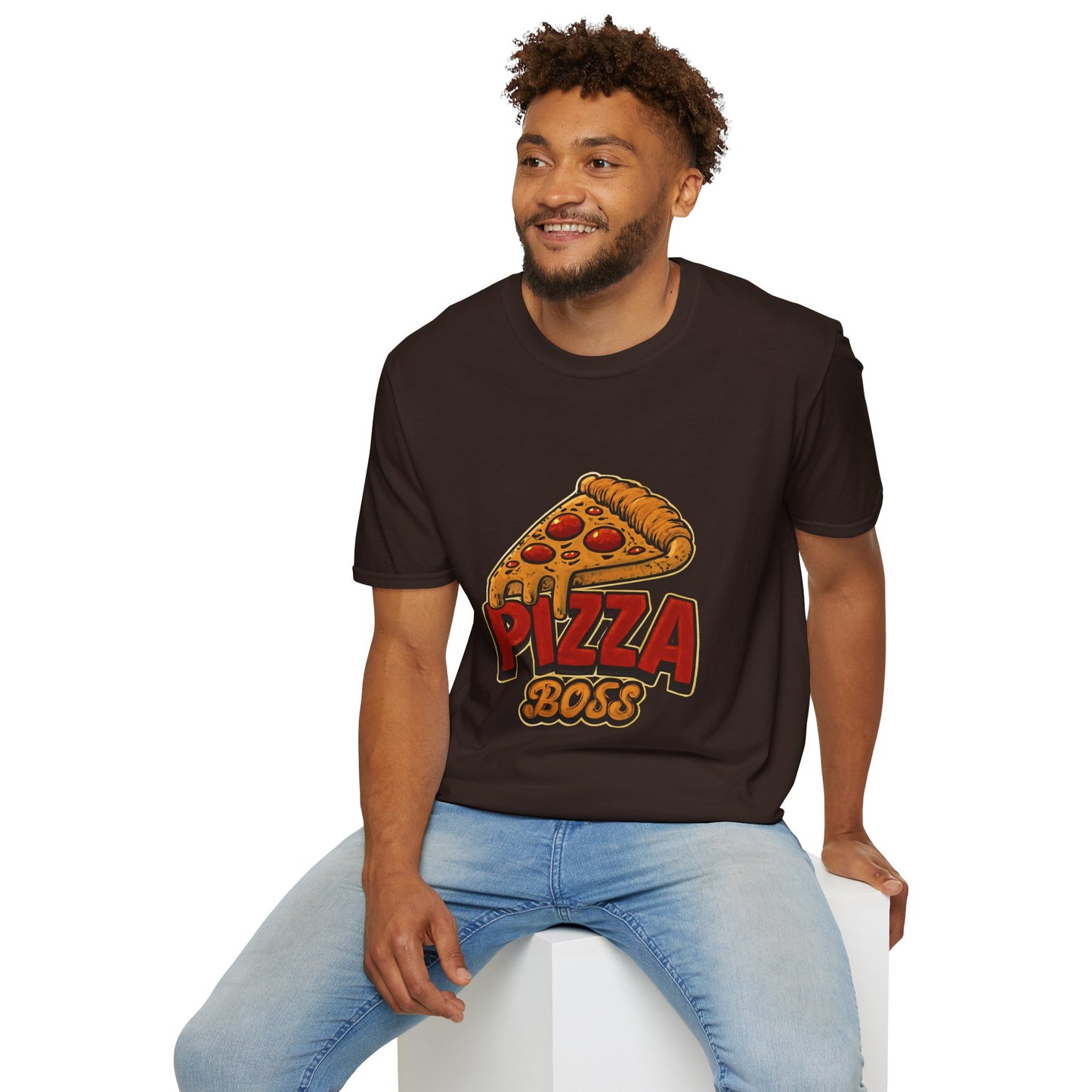 Pizza Boss Unisex Softstyle T-Shirt - Fun Foodie Gift, Casual Wear, Kitchen Enthusiast, Birthday Present, Pizza Lover Apparel