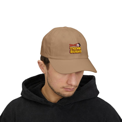 Sushi Lover's Dad Cap | Think Sushi Hat, Casual Wear, Summer Accessory, Gift for Foodies, Trendy Headwear