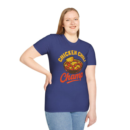 Chicken Chili Champ T-Shirt, Funny Cooking Shirt, Unisex Graphic Tee, Gift for Food Lovers, Casual Wear, Kitchen Humor