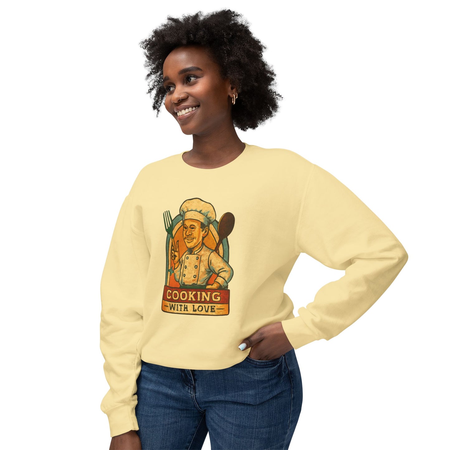 Cooking with Love Crewneck Sweatshirt - Perfect Gift for Chefs, Foodies, Kitchen Decor, Cooking Lovers, Cozy Wear