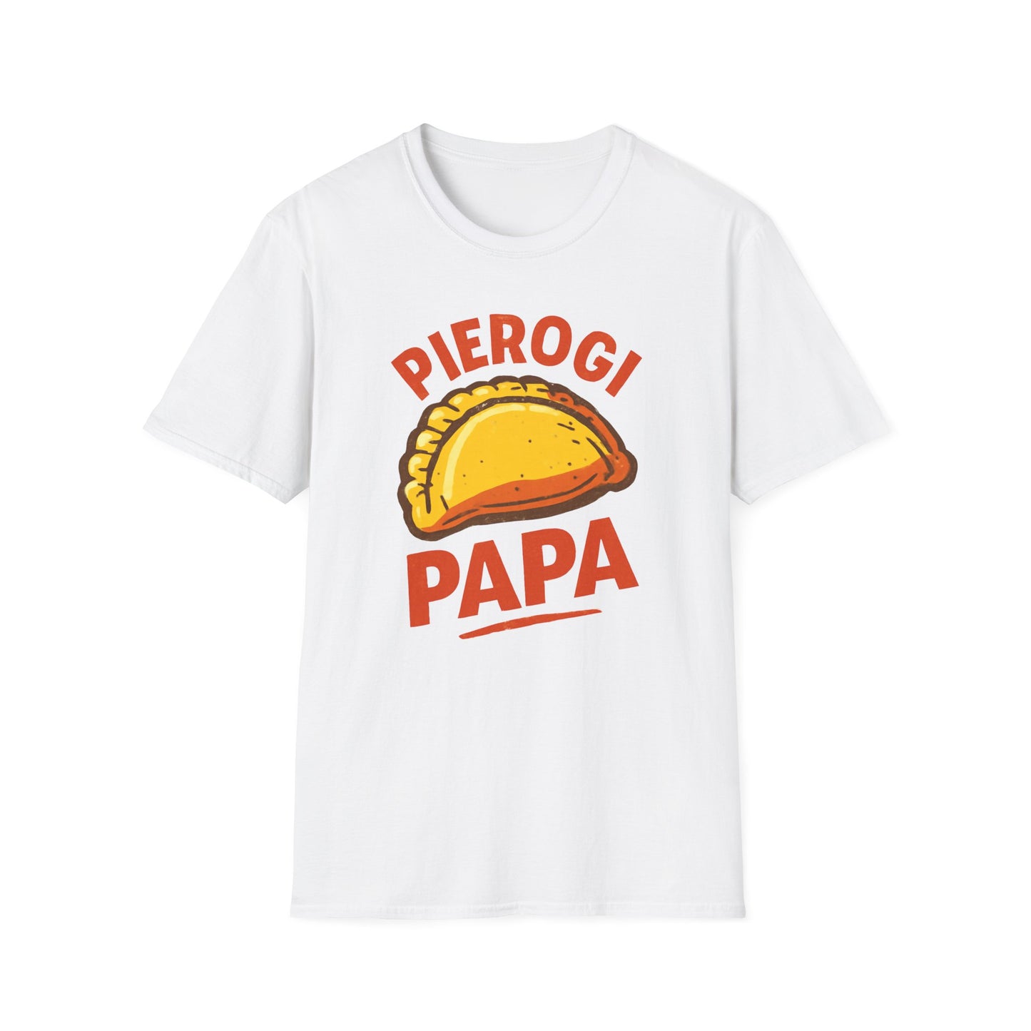 Pierogi Papa Unisex Softstyle T-Shirt, Funny Foodie Gift, Dad's Day Shirt, Family Gathering Apparel, Potluck Party Tee