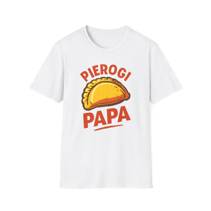 Pierogi Papa Unisex Softstyle T-Shirt, Funny Foodie Gift, Dad's Day Shirt, Family Gathering Apparel, Potluck Party Tee