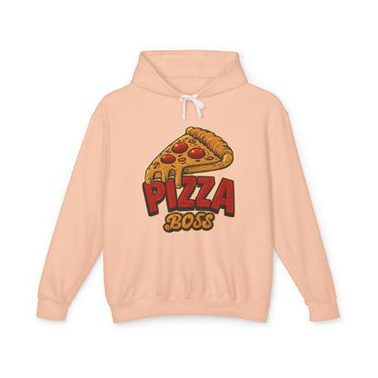 Pizza Boss Unisex Lightweight Hooded Sweatshirt, Funny Gift, Pizza Lover Apparel, Casual Wear, Foodie Fashion, Unique Hoodie