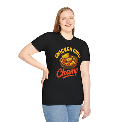 Chicken Chili Champ T-Shirt, Funny Cooking Shirt, Unisex Graphic Tee, Gift for Food Lovers, Casual Wear, Kitchen Humor