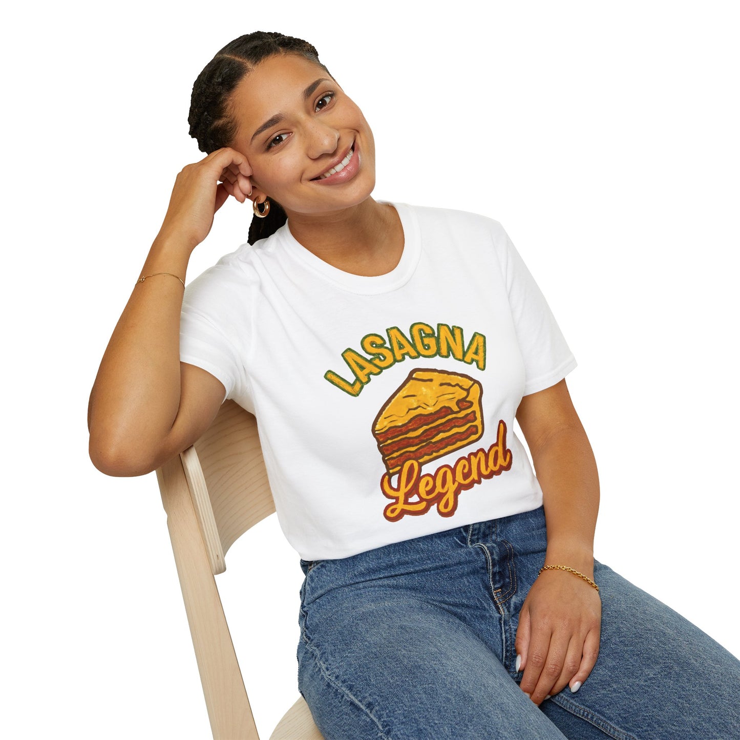 Lasagna Legend Unisex Softstyle T-Shirt, Fun Foodie Tee, Cooking Humor Shirt, Gift for Chefs, Casual Everyday Wear