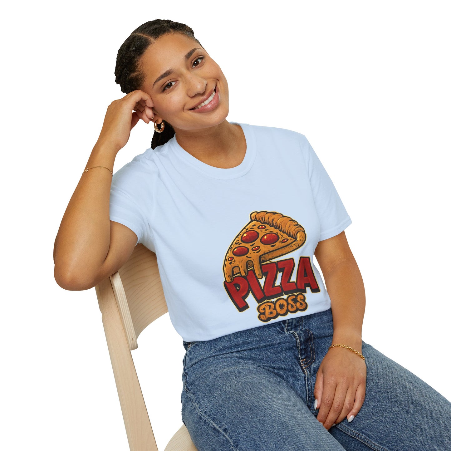 Pizza Boss Unisex Softstyle T-Shirt - Fun Foodie Gift, Casual Wear, Kitchen Enthusiast, Birthday Present, Pizza Lover Apparel