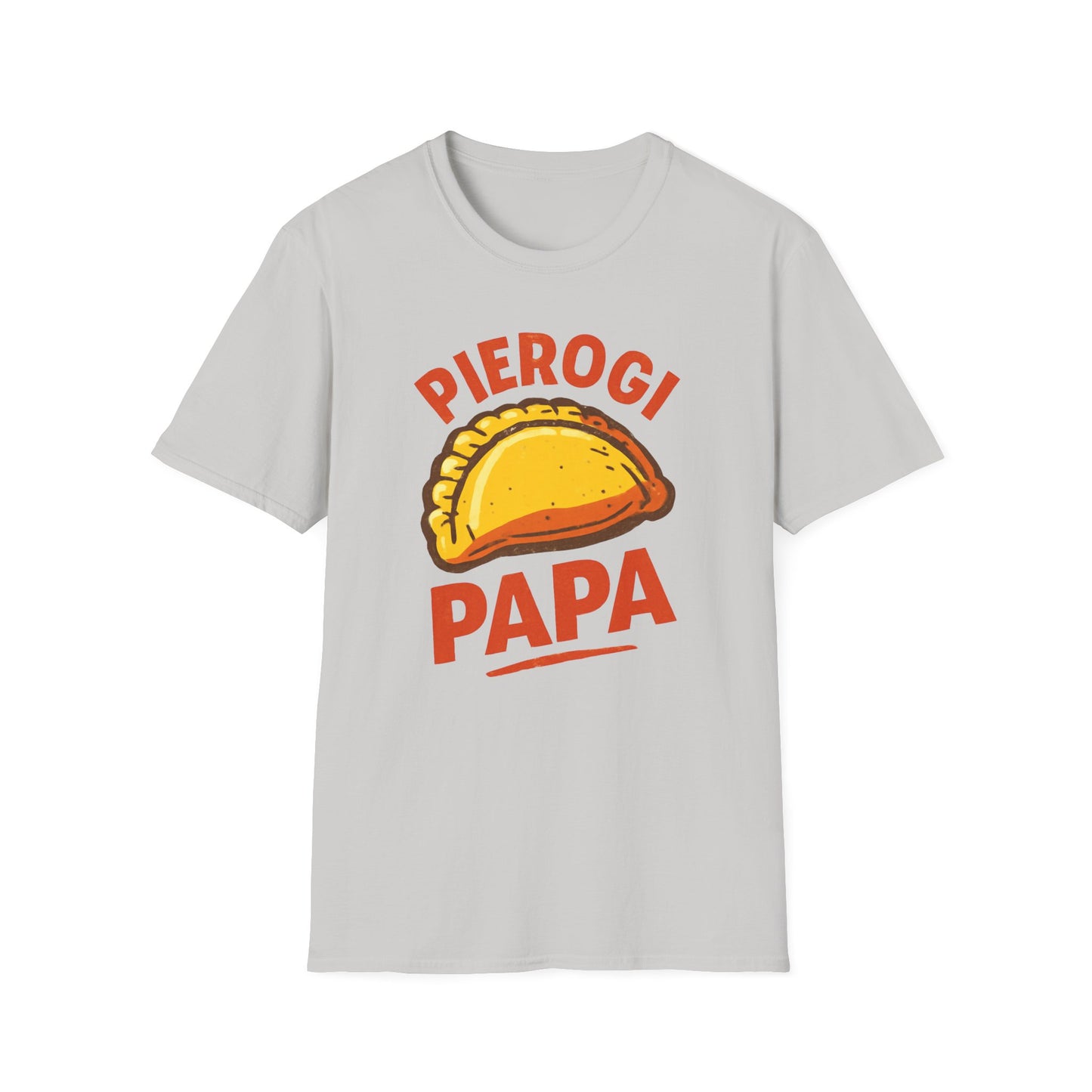 Pierogi Papa Unisex Softstyle T-Shirt, Funny Foodie Gift, Dad's Day Shirt, Family Gathering Apparel, Potluck Party Tee