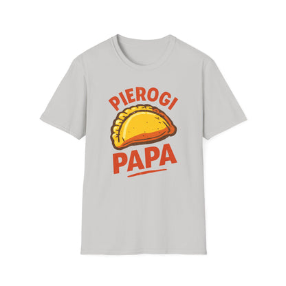 Pierogi Papa Unisex Softstyle T-Shirt, Funny Foodie Gift, Dad's Day Shirt, Family Gathering Apparel, Potluck Party Tee