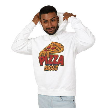 Pizza Boss Unisex Lightweight Hooded Sweatshirt, Funny Gift, Pizza Lover Apparel, Casual Wear, Foodie Fashion, Unique Hoodie