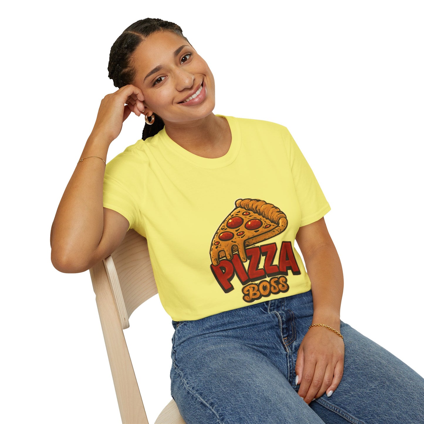Pizza Boss Unisex Softstyle T-Shirt - Fun Foodie Gift, Casual Wear, Kitchen Enthusiast, Birthday Present, Pizza Lover Apparel