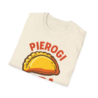 Pierogi Papa Unisex Softstyle T-Shirt, Funny Foodie Gift, Dad's Day Shirt, Family Gathering Apparel, Potluck Party Tee